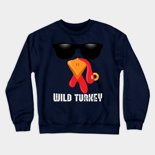 Thanksgiving Wild Turkey Face Halloween Costume Crewneck Sweatshirt by BraaiNinja